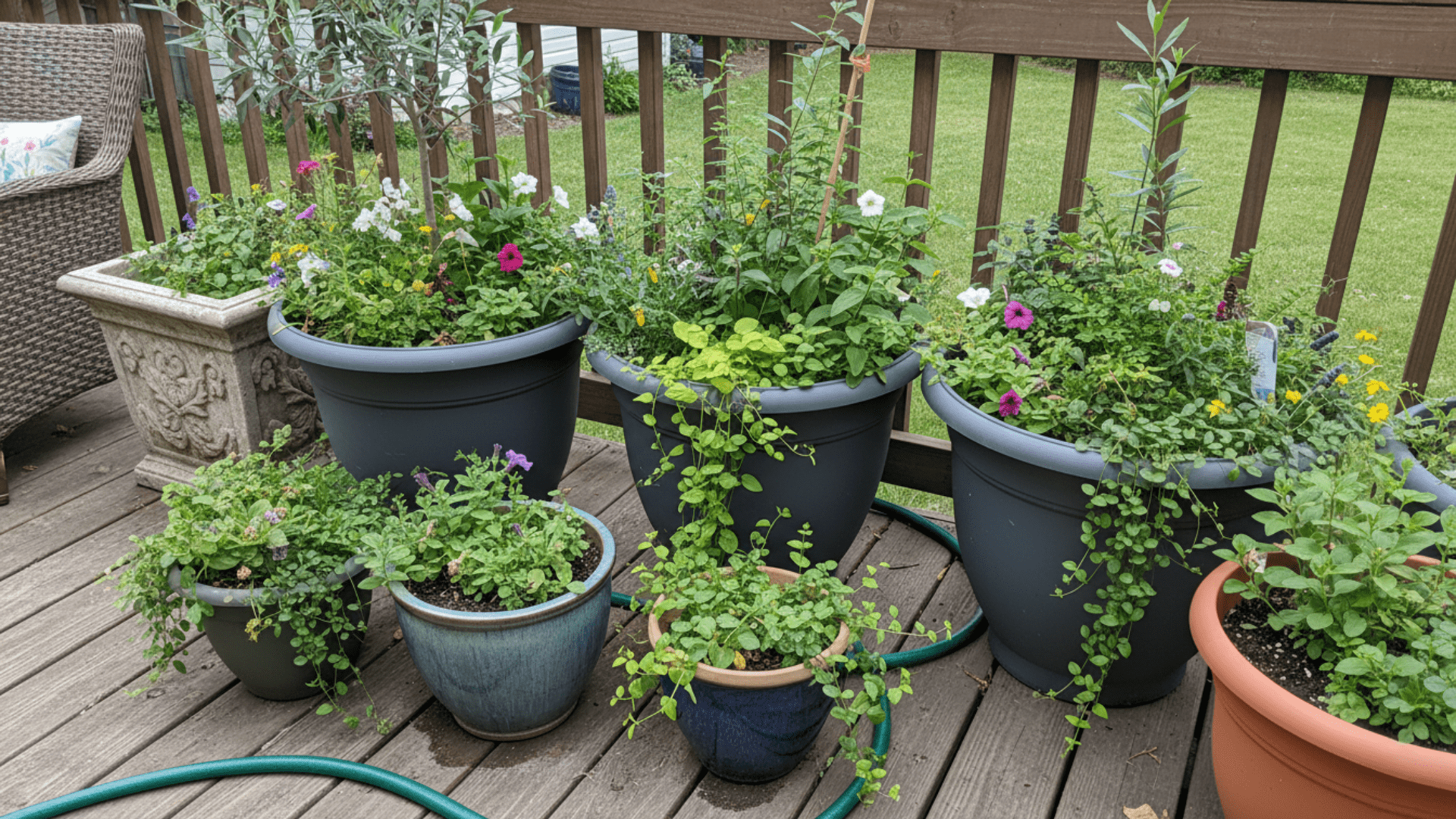 container garden patio mixed planters