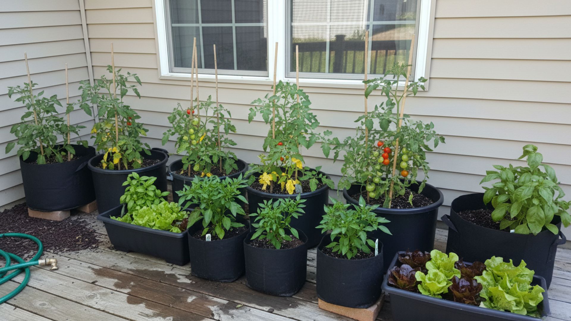 container vegetable garden deck