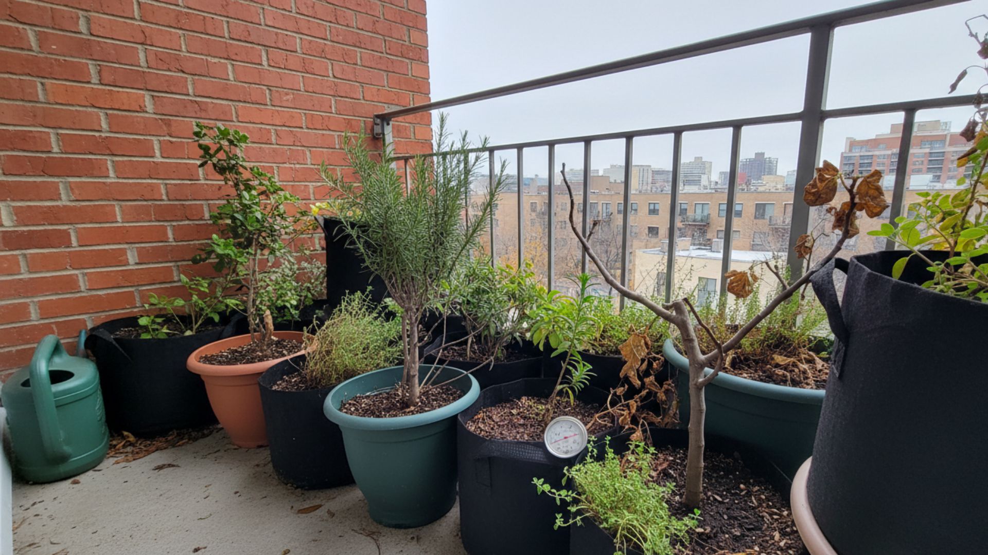 urban balcony container garden winter